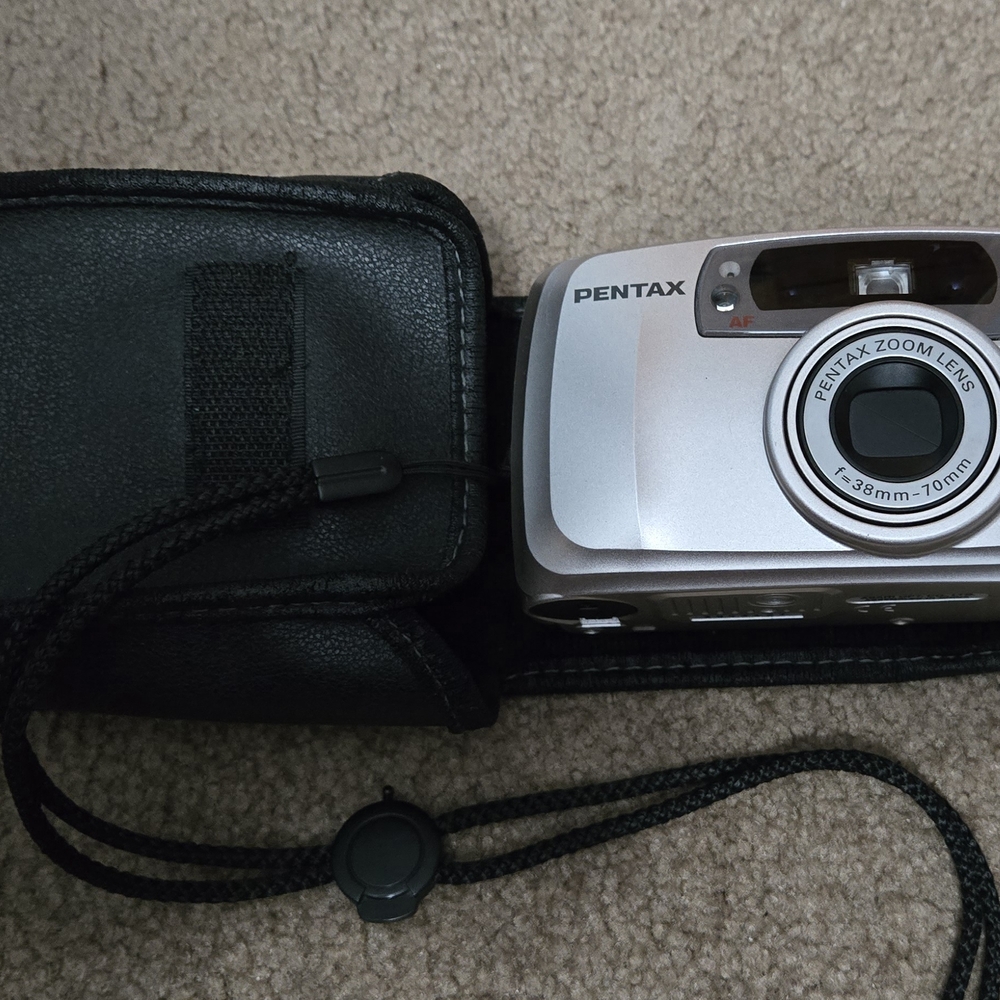 Pentax Silver Camera with Case